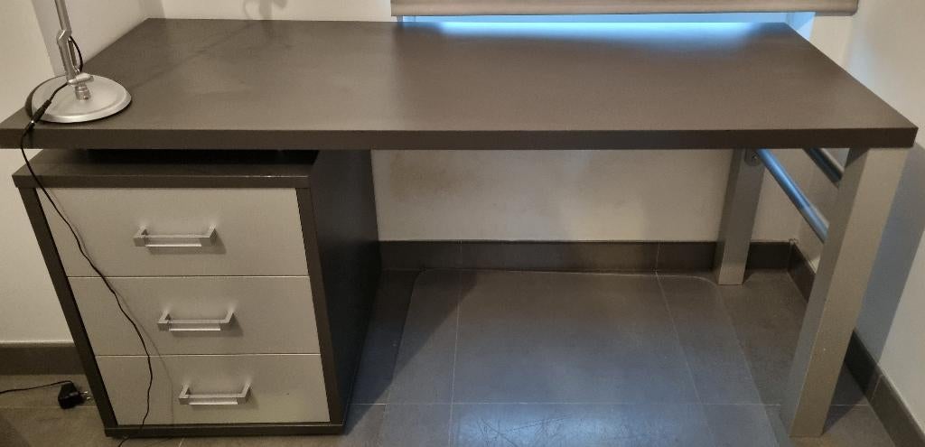 Bureau d'atelier robuste 160 x 70 cm gris anthracite, 160 cm, Autres types, Utilisé, Bois