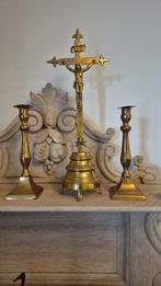 Kruis met 2 kaarsenhouders, Antiek en Kunst, Ophalen, Koper