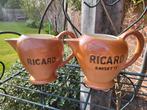 Ensemble de 2 carafes à eau vintage Ricard Anisette, Collections, Enlèvement ou Envoi