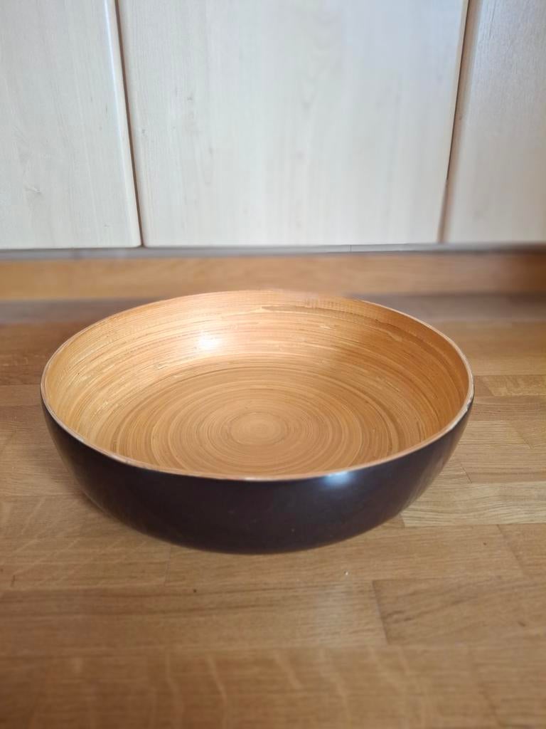 Grote Ekobo-schaal van bamboe en zwart gelakt, Ophalen