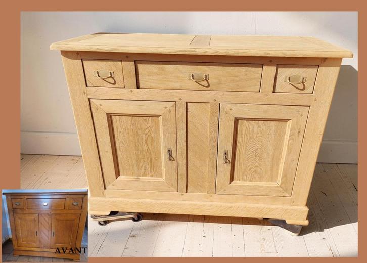 Buffet en chêne – aérogommé, Huis en Inrichting, Kasten | Buffetkasten, Zo goed als nieuw, 100 tot 150 cm, 100 tot 150 cm, 25 tot 50 cm