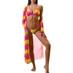 Bikini set met kimono - Roze, Geel, Oranje XXL, Kleding | Dames, Verzenden, Nieuw, Geel, Bikini