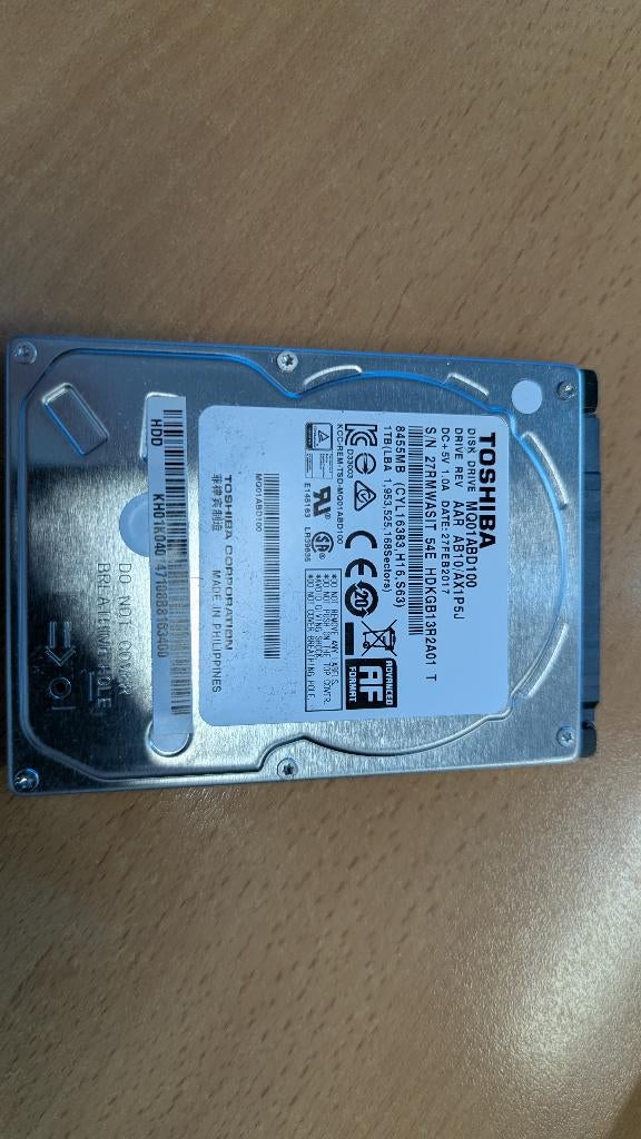 Toshiba MQ01ABD100 1TB harde schijf (HDD)., Computers en Software, Harde schijven, Intern, Ophalen of Verzenden, 1TB, Laptop
