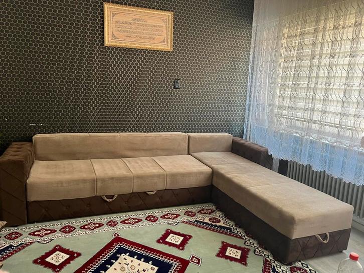 Beige zetel, Huis en Inrichting, Zetels | Complete zithoeken, Zo goed als nieuw, Ophalen