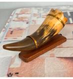 Vintage Viking drinking glanzende Hoorn op standaard, 20cm, Antiek en Kunst, Ophalen of Verzenden