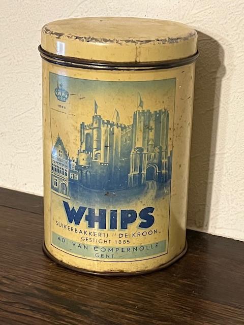 Vintage blikken suikerdoos Whips Gent, Ophalen