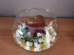 Te koop vaas in glas met kaars, Enlèvement ou Envoi, Autres couleurs, Bougie, Autres matériaux