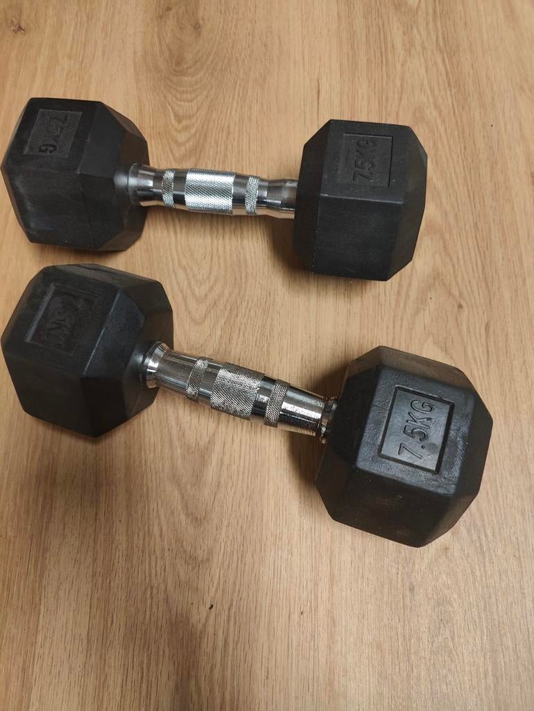 Paire d’haltères 7,5 kg – 15 kg total – bon état, Enlèvement ou Envoi
