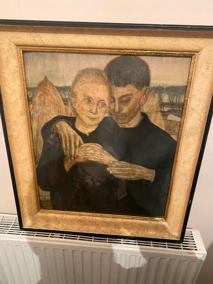 Litografisch schilderij gesigneerd Alphonse Blomme., Antiek en Kunst, Kunst | Schilderijen | Klassiek, Ophalen