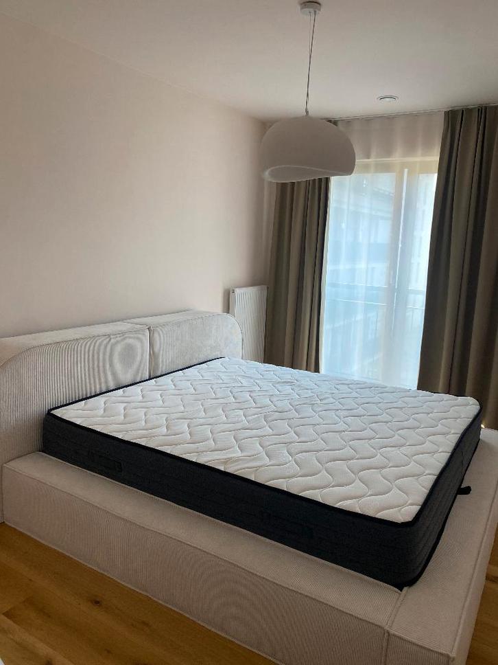 Bed met Opbergruimte 180 x 200 cm Crème/Beige, Huis en Inrichting, Slaapkamer | Bedden, Zo goed als nieuw, Tweepersoons, 180 cm