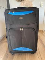 koffer zwart met felblauw detail., Wieltjes, 45 tot 55 cm, Zo goed als nieuw, Zacht kunststof