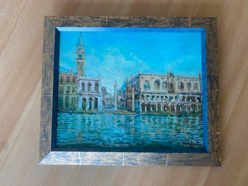 Schilderij met zicht op Venetië, Antiek en Kunst, Kunst | Schilderijen | Klassiek, Ophalen of Verzenden
