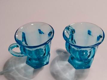 2 blauwglazen mokkatasjes, Enlèvement ou Envoi
