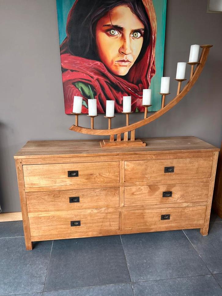 Cottage dressoir gemaakt van teak - merk: Gold Star, Huis en Inrichting, Kasten | Dressoirs, Gebruikt, 150 tot 200 cm, 25 tot 50 cm
