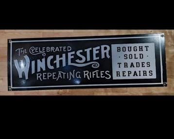 Winchester repeating rifles emaille reclamebord  beschikbaar voor biedingen
