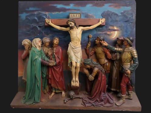 Uniek kruisigingspaneel einde 18de eeuw, Antiek en Kunst, Antiek | Religieuze voorwerpen, Ophalen