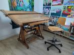 antieke tekentafel en stoel, Ophalen, Gebruikt, 150 tot 170 cm, Verlichting