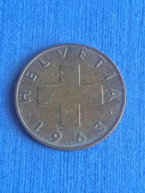 1963 Zwitserland 2 rappen in brons, Postzegels en Munten, Munten | Europa | Niet-Euromunten, Losse munt, Overige landen, Verzenden