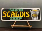 Emaille reclamebord SCALDIS uit 1956, Verzamelen, Ophalen, Gebruikt, Reclamebord