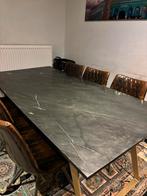 table à manger en marbre véritable+6 chaises+housse de table, Enlèvement, Comme neuf, Marmer luxe, 6 à 8 chaises