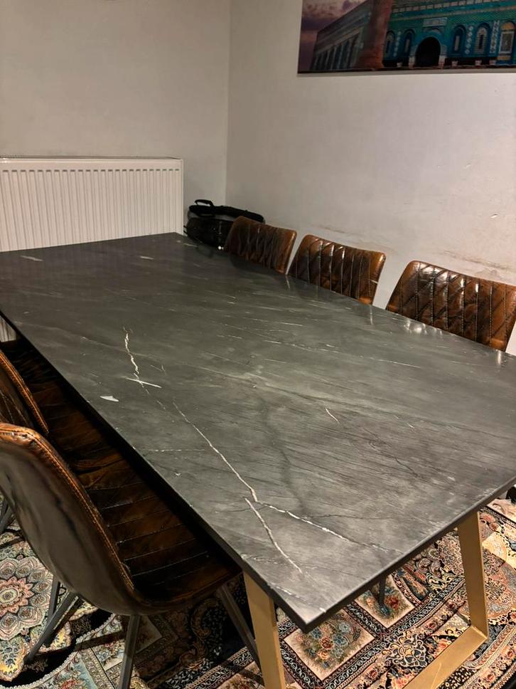 table à manger en marbre véritable+6 chaises+housse de table, Maison & Meubles, Salles à manger complètes, Comme neuf, 6 à 8 chaises