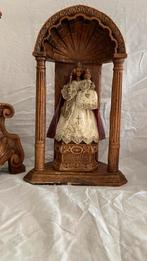 Maria beeld met 2 kandelaars in terracotta, Antiek en Kunst, Ophalen