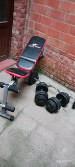 Fitnessbank met halters te koop 150€, Sports & Fitness, Équipement de fitness, Enlèvement, Banc d'exercice