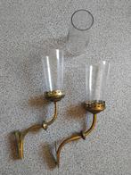 antieke wandkandelaars met stormglas, Ophalen of Verzenden, Overige materialen