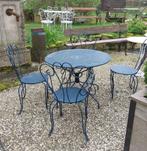 Ancien ensemble de bistrot bleu foncé avec 4 chaises et une, Enlèvement