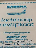 Luchtdoopcertificaat SABENA., Verzamelen, Sabenasouvenirs, Ophalen of Verzenden