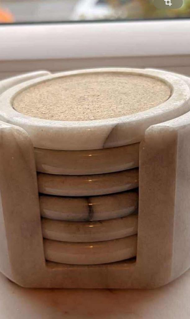 Set van 6 marmeren onderzetters - 2 stuks, Huis en Inrichting, Woonaccessoires | Onderzetters, Zo goed als nieuw, Ophalen of Verzenden