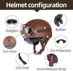 Retro lederen motorhelm | Vintage helm | GRATIS LEVERING, Motoren, M, -, -, Overige typen