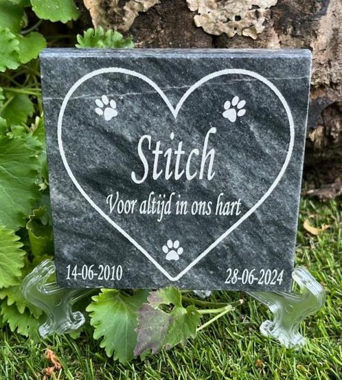 Gedenksteentje voor kat of hond van grijs of groen marmer, Dieren en Toebehoren, Katten-accessoires, Nieuw, Ophalen of Verzenden