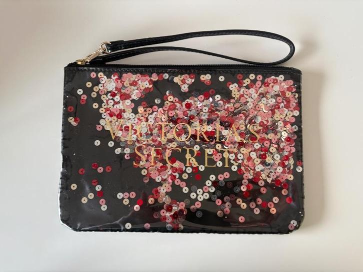Victoria's secret zwart en paillettes toiletzakje, Handtassen en Accessoires, Toilettassen, Nieuw, Zwart, Ophalen of Verzenden