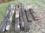 Houten treinbielzen 7x, Ophalen, Gebruikt, Eiken, 50 mm of meer