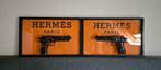 Kunstwerk:Guns on glass Hermes special editie HENQ, Ophalen of Verzenden
