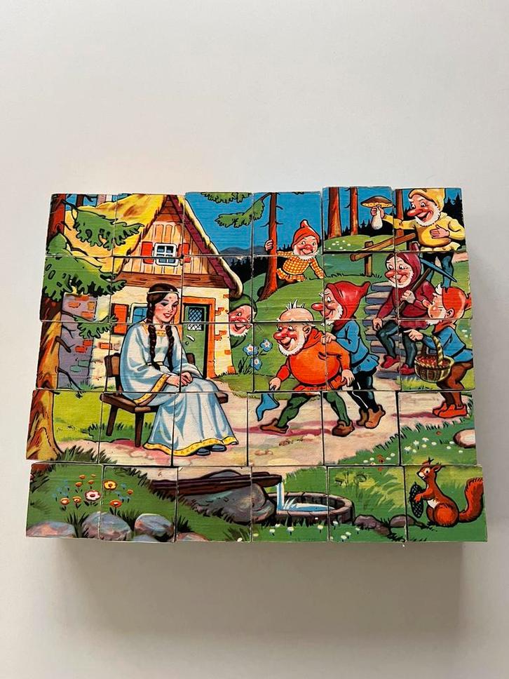 Vintage blokpuzzel (6 puzzels in 1), Kinderen en Baby's, Speelgoed | Kinderpuzzels, Gebruikt, 6 jaar of ouder, 10 tot 50 stukjes