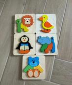 Set van 5 legpuzzels dieren, Gebruikt, Ophalen of Verzenden, Van hout, Minder dan 10 stukjes