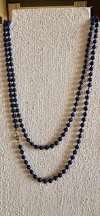 Vintage halsketting, donkerblauwe kralen, Bijoux, Sacs & Beauté, Colliers, Comme neuf, Bleu, Autres matériaux, Enlèvement ou Envoi