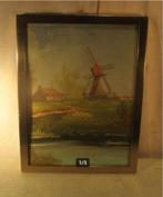 Mooi Oud Geschilderd Werk 'Hoeve en Molen' - gesigneerd, Verzenden