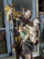 houten beeld van Sint-Christoffel met kind, Antiek en Kunst, Antiek | Religieuze voorwerpen, Ophalen of Verzenden