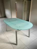 Glazen uitschuifbare tafel, Huis en Inrichting, Ophalen, Gebruikt, 50 tot 100 cm, Vijf personen of meer