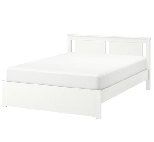 SONGESAND Bedframe wit (140x200) + VALEVÅG Matras, Huis en Inrichting, Slaapkamer | Bedden, Gebruikt, Twijfelaar, 140 cm, 200 cm