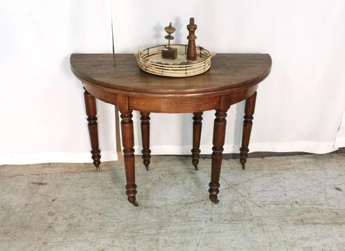 Ronde antieke Louis Philippe muur-/eettafel in eik B 110 H75, Antiek en Kunst, Antiek | Meubels | Tafels, Ophalen