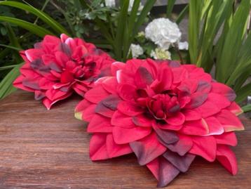 kunstbloemen decoratie webwinkel dahlia rood/zwart bloemen