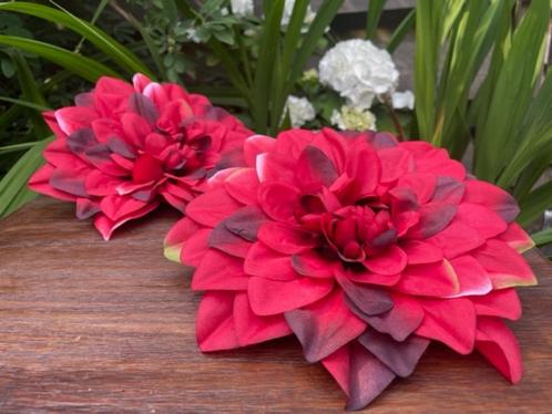 kunstbloemen decoratie webwinkel dahlia rood/zwart bloemen, Maison & Meubles, Accessoires pour la Maison | Plantes & Fleurs artificielles