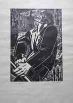 FRANS MASEREEL / ERE AAN VERHAEREN / ZW-W HOUTSNEDE 65x47cm, Antiek en Kunst, Kunst | Litho's en Zeefdrukken, Ophalen of Verzenden