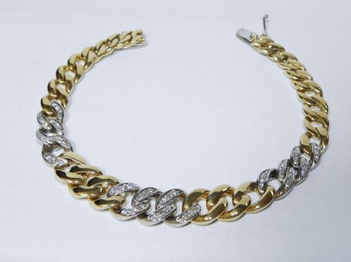 Bracelet en or 18 carats avec brillants, Bijoux, Sacs & Beauté, Bracelets, Comme neuf, Or, Blanc, Avec pierre précieuse, Enlèvement ou Envoi