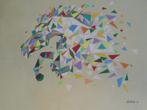 olieschilderij popart rennend paard (60x80), Nieuw, Ophalen of Verzenden, Schilderij, 75 tot 100 cm