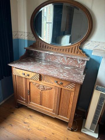 Kaptafel, spiegel, kastje, slaapkamer, meubel, antiek,marmer beschikbaar voor biedingen